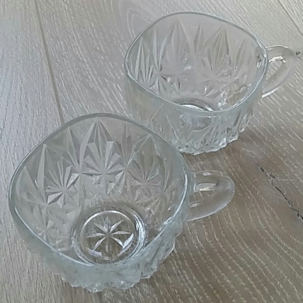 depression glass style punch cups - 2pc